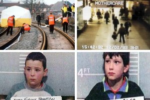 James' body was found at the train tracks; CCTV footage of his abduction; the killers Thompson & Venables